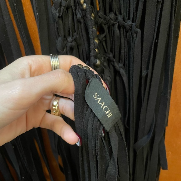 Suede fringe kimono Saachi brand for Free People - Picture 3 of 4